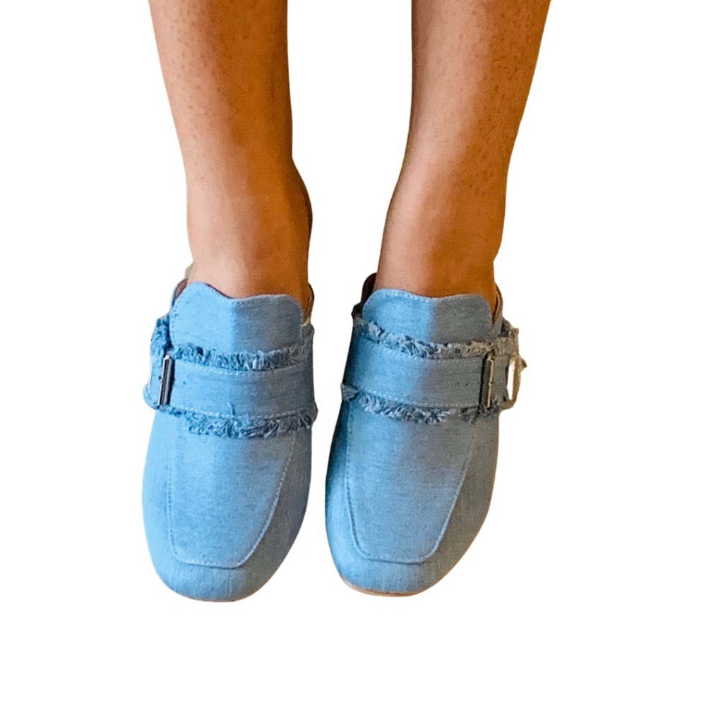 Denim Sandals Rounded Toe Heeled Pump - Picture 3 of 6